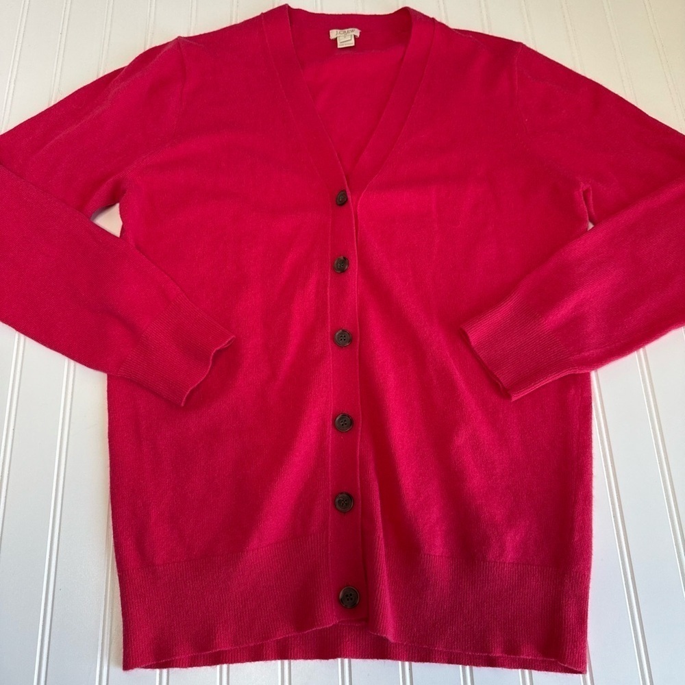 J. Crew Pink Cotton Wool Blend Cardigan V-Neck Sweater Women Medium. 1184